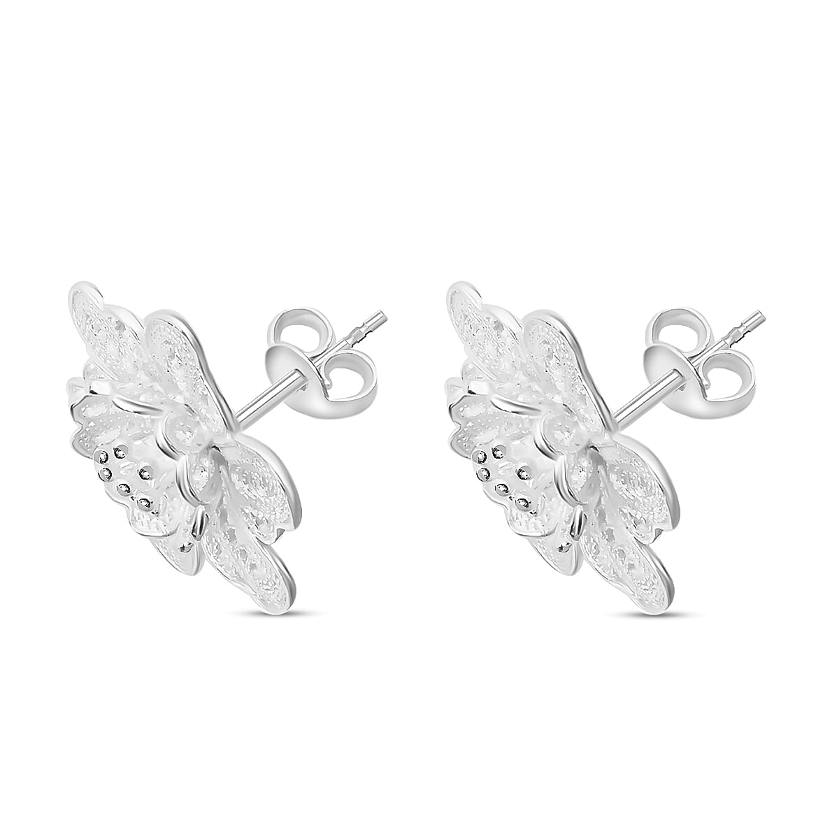 Floral Earrings in Sterling Silver 2.50 Grams image number 3