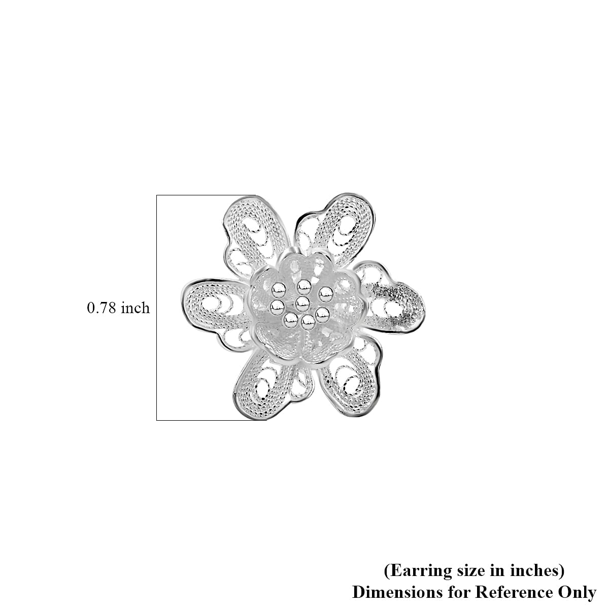 Floral Earrings in Sterling Silver 2.50 Grams image number 4