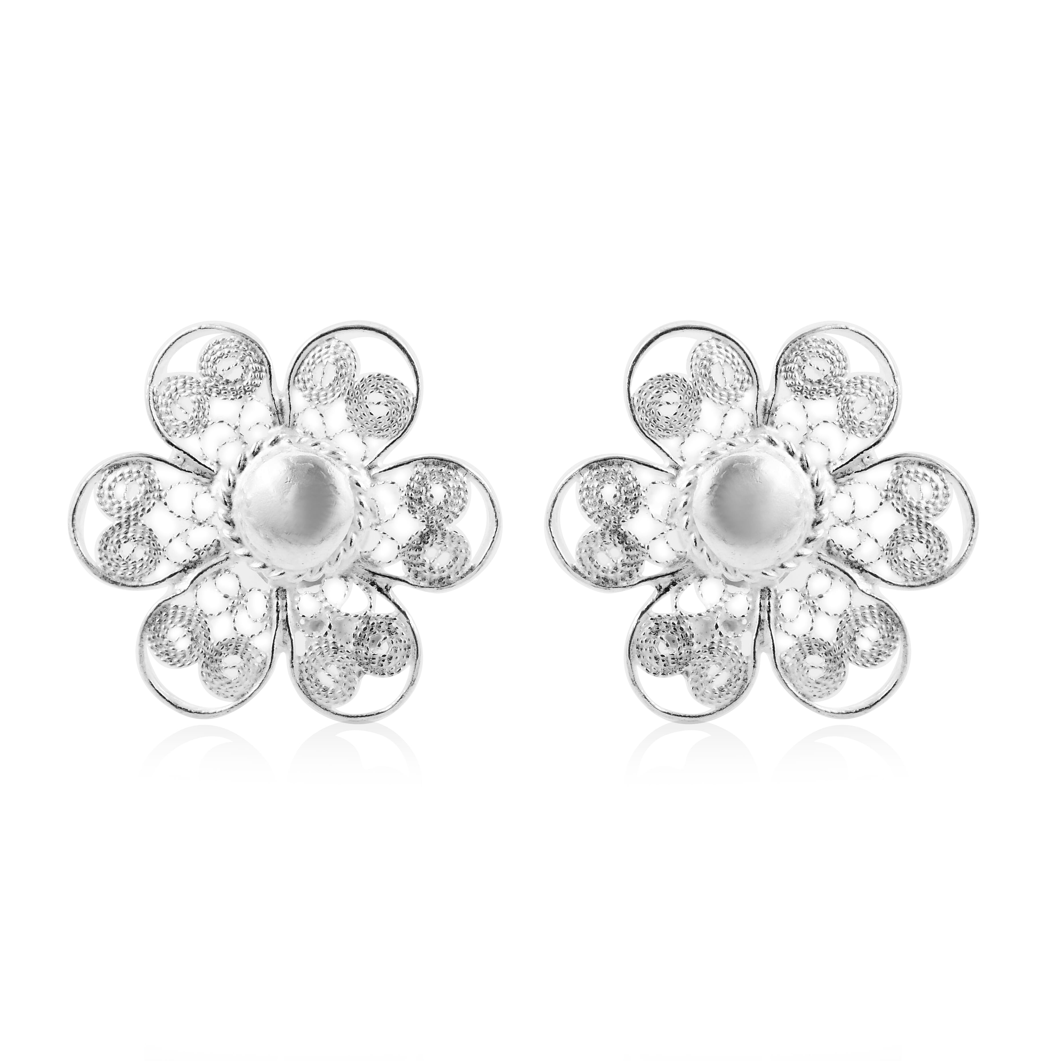 Sterling Silver Flower Earrings 2.50 Grams