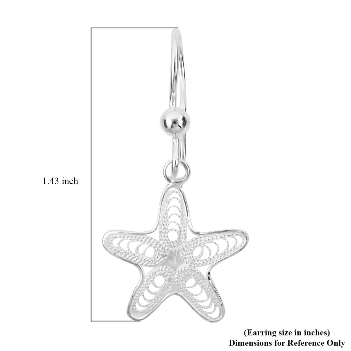 Starfish Earrings in Sterling Silver 2.10 Grams image number 4