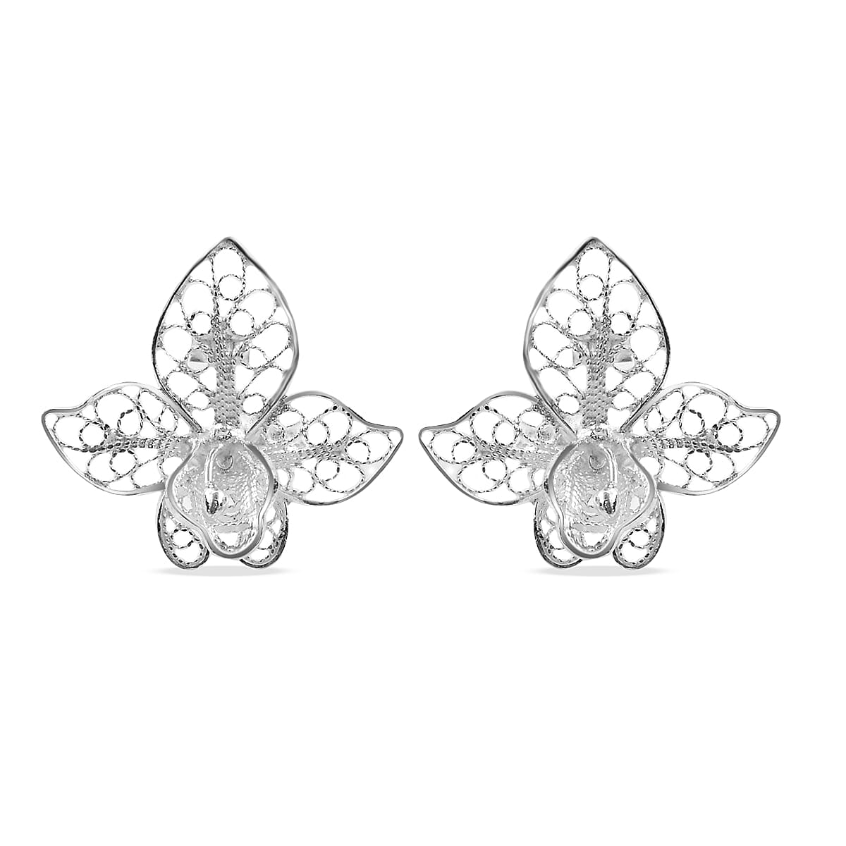 Sterling Silver Lotus Flower Earrings 2.10 Grams