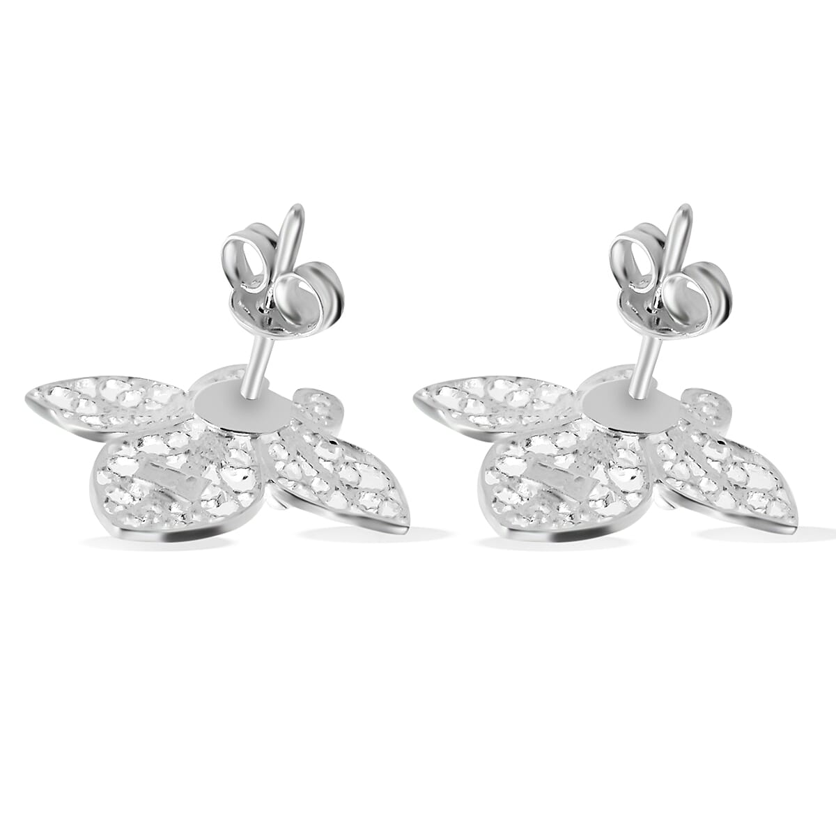 Sterling Silver Lotus Flower Earrings 2.10 Grams