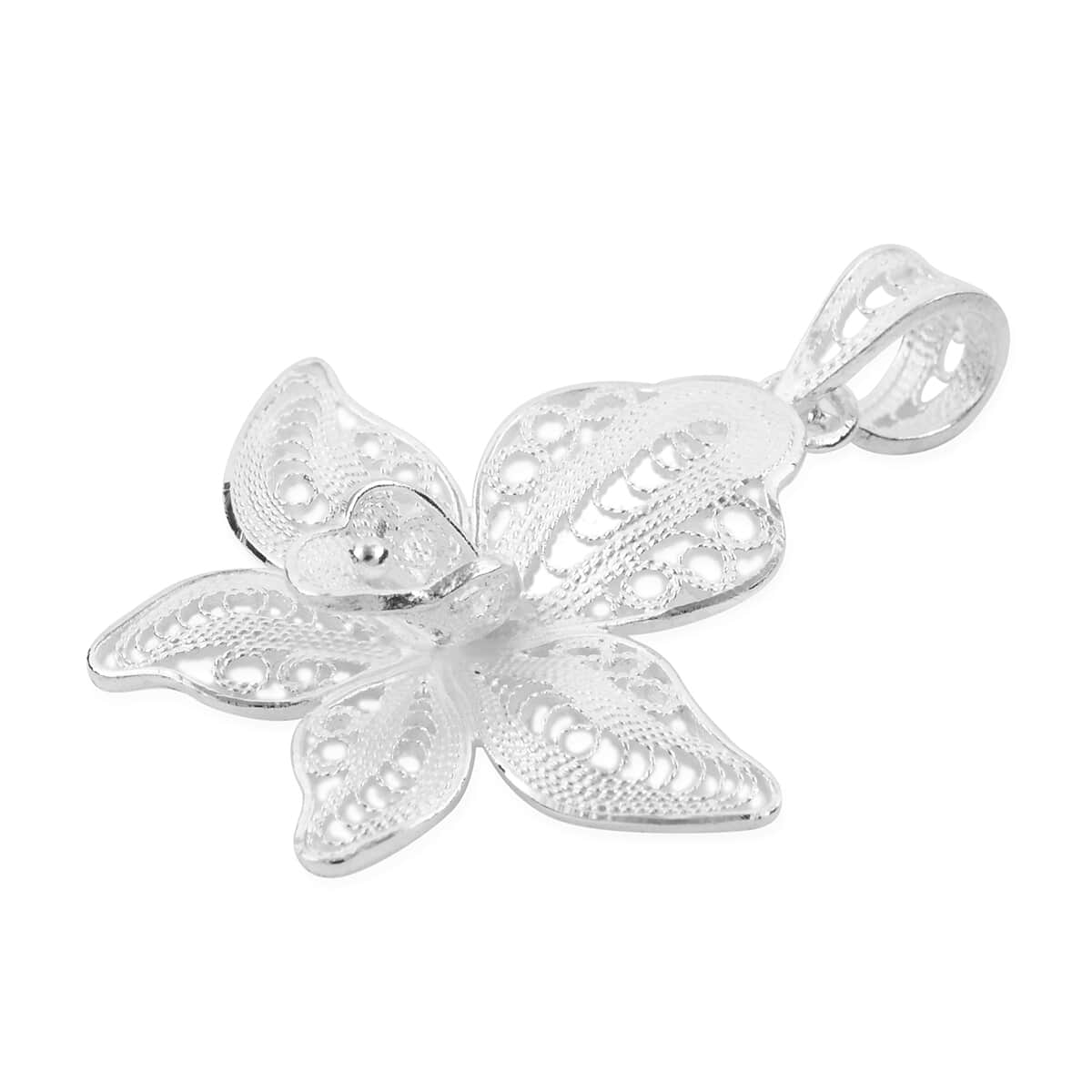 Lotus Flower Pendant in Sterling Silver 2.10 Grams image number 2