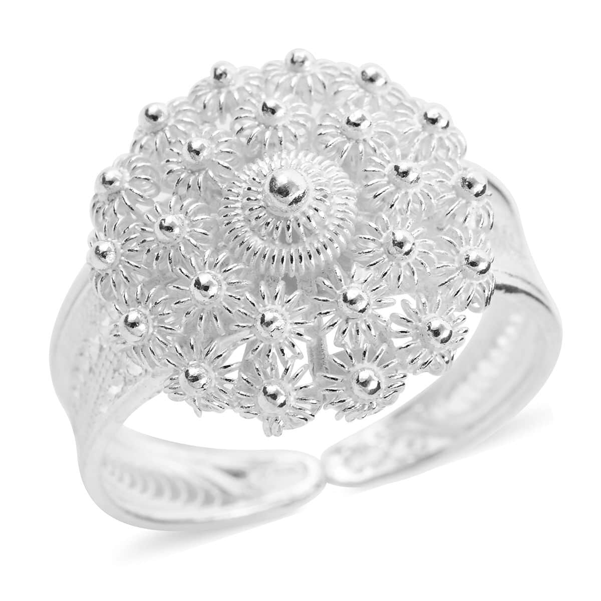 Artistry Tarakashi Collection Sterling Silver Floral Ring (Size 10.0) 2.10 Grams image number 0