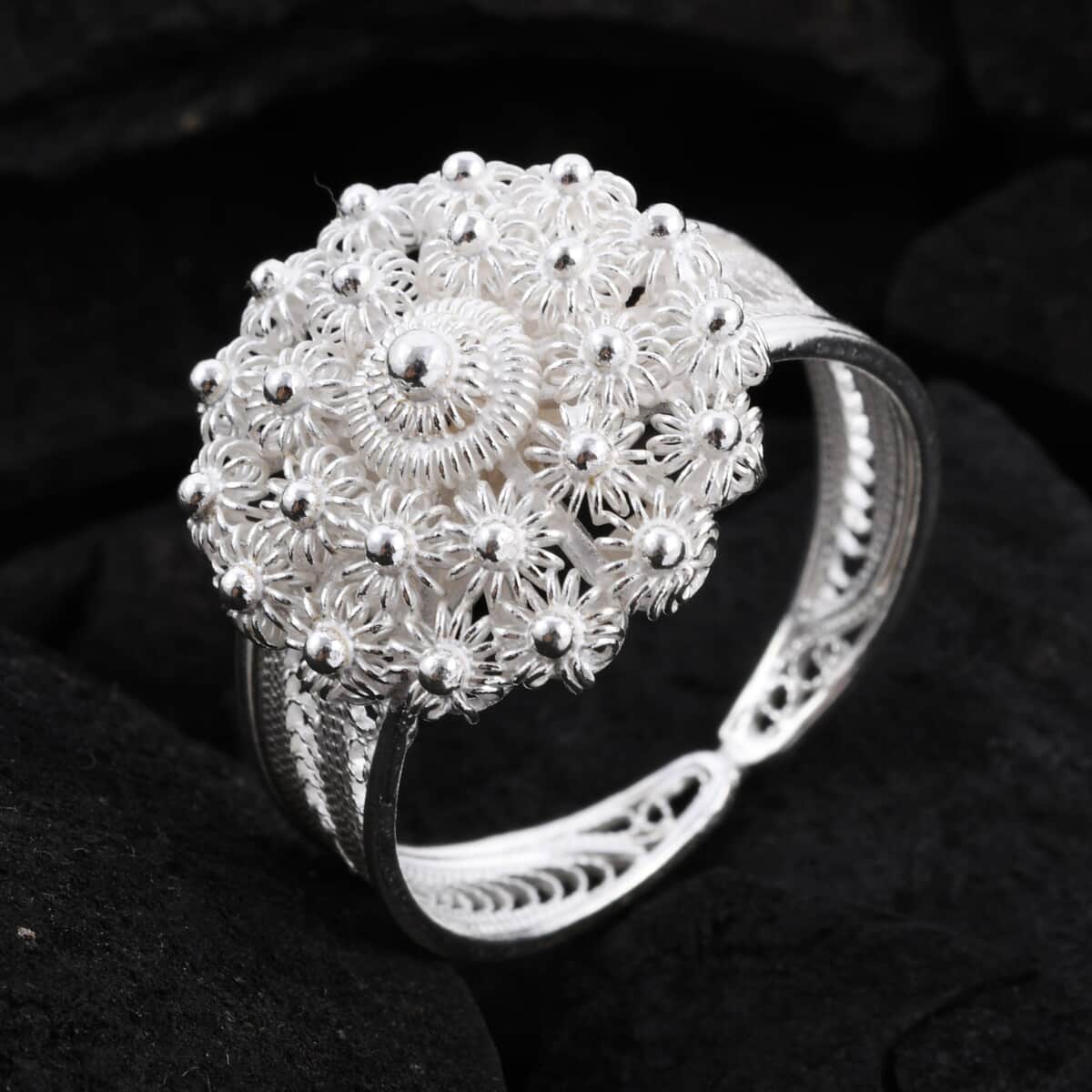 Artistry Tarakashi Collection Sterling Silver Floral Ring (Size 10.0) 2.10 Grams image number 1
