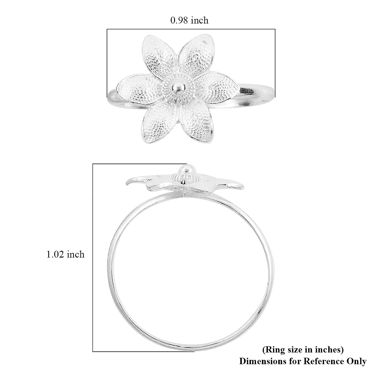 Flower Ring in Sterling Silver (Size 11.0) 2.10 Grams image number 5
