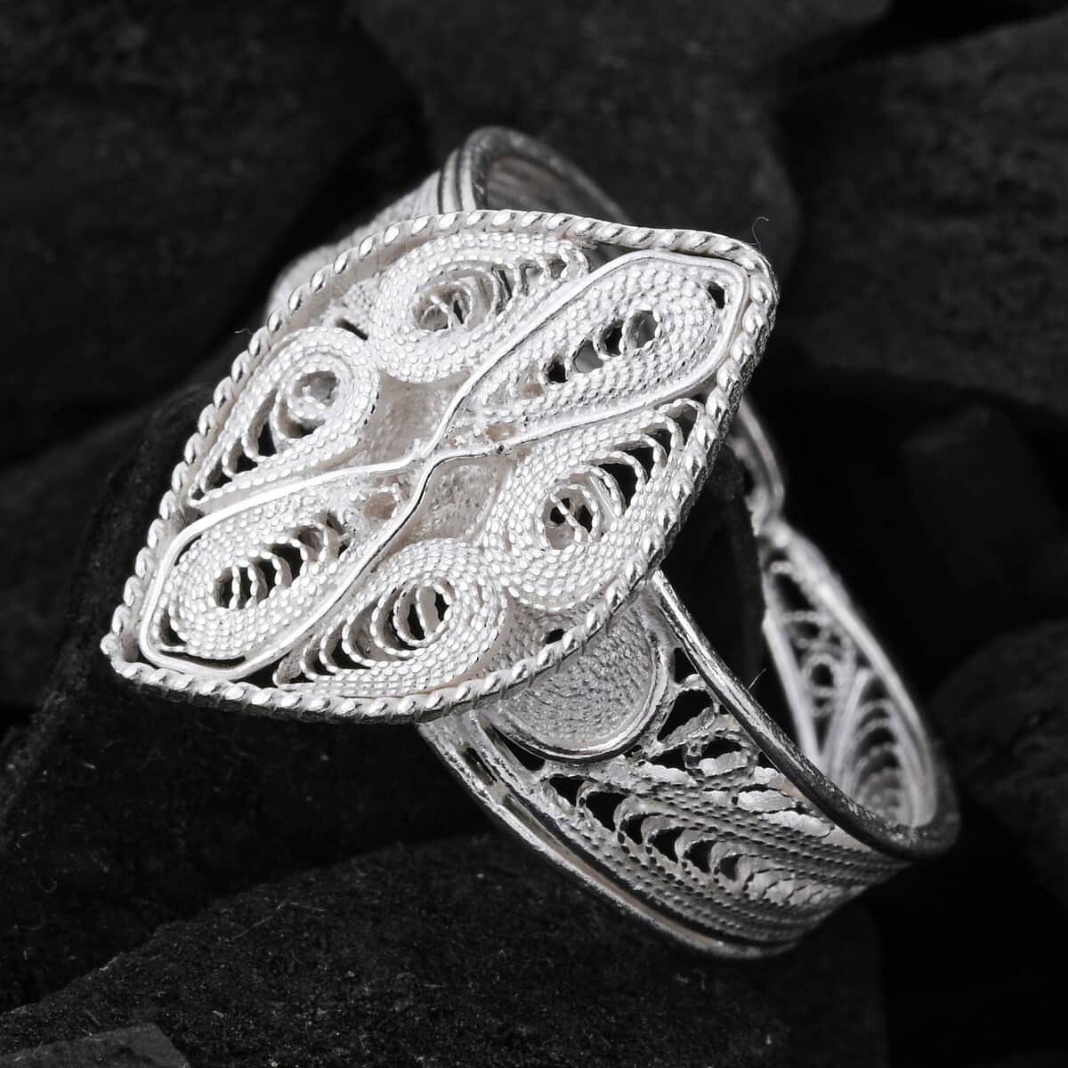 Sterling Silver Filigree Fleur De Lis Ring (2.50 g) image number 1