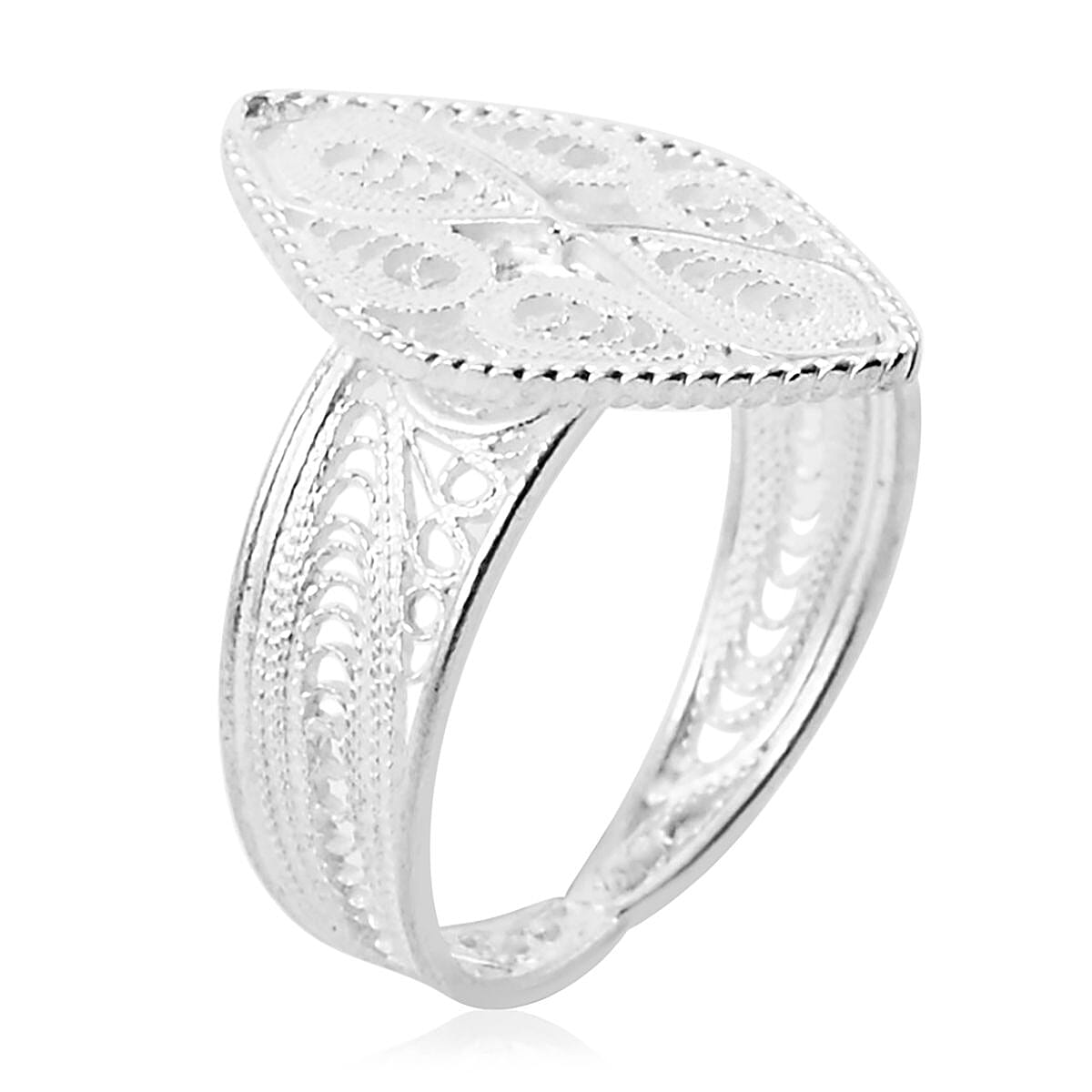 Artistry Tarakashi Collection Sterling Silver Filigree Fleur De Lis Ring (Size 5.0) 2.60 Grams image number 3