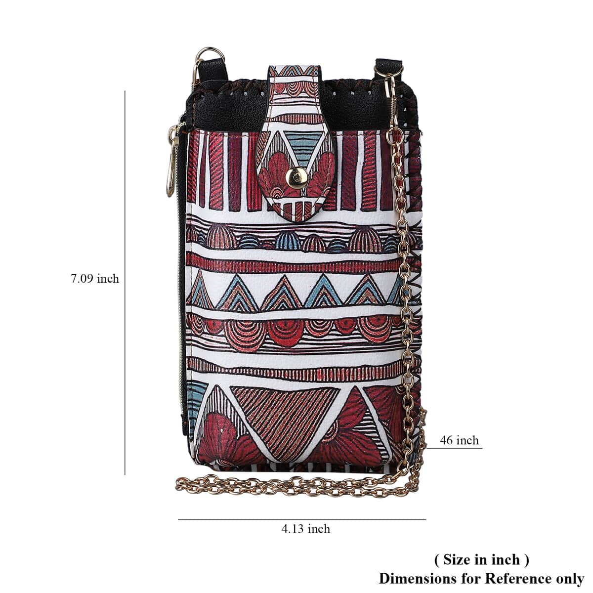 HongKong Closeout Stylish and Classic Southwest Pattern Cell Phone Bag with Chain Shoulder Strap -Multi Color image number 6