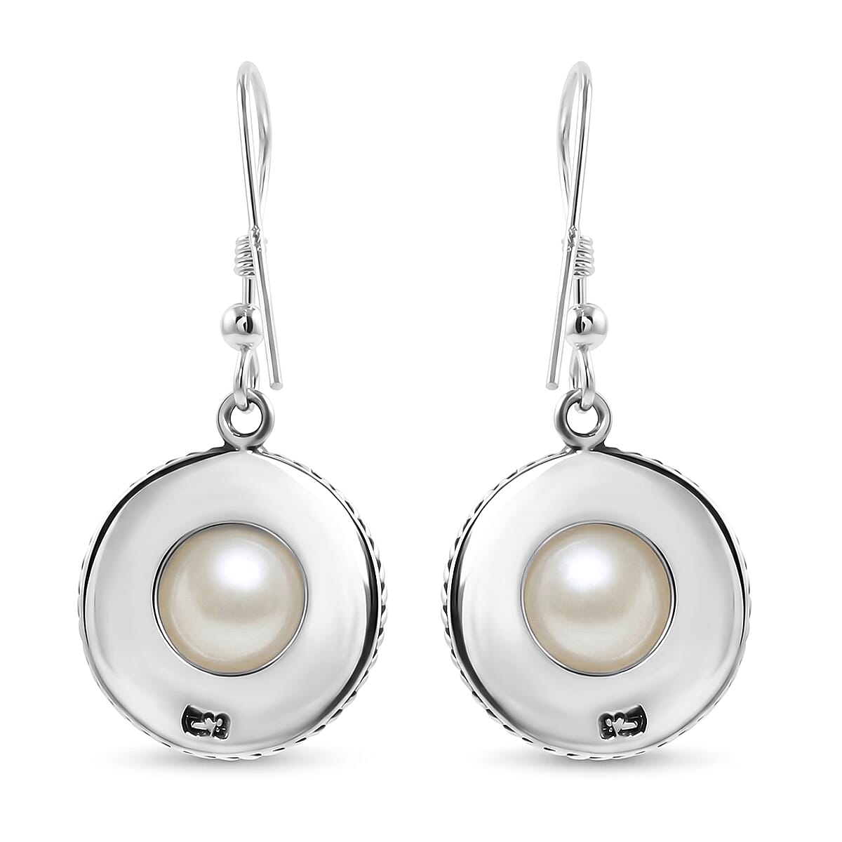 Bali Legacy White Mabe Pearl Dragonfly Earrings in Sterling Silver 7 Grams