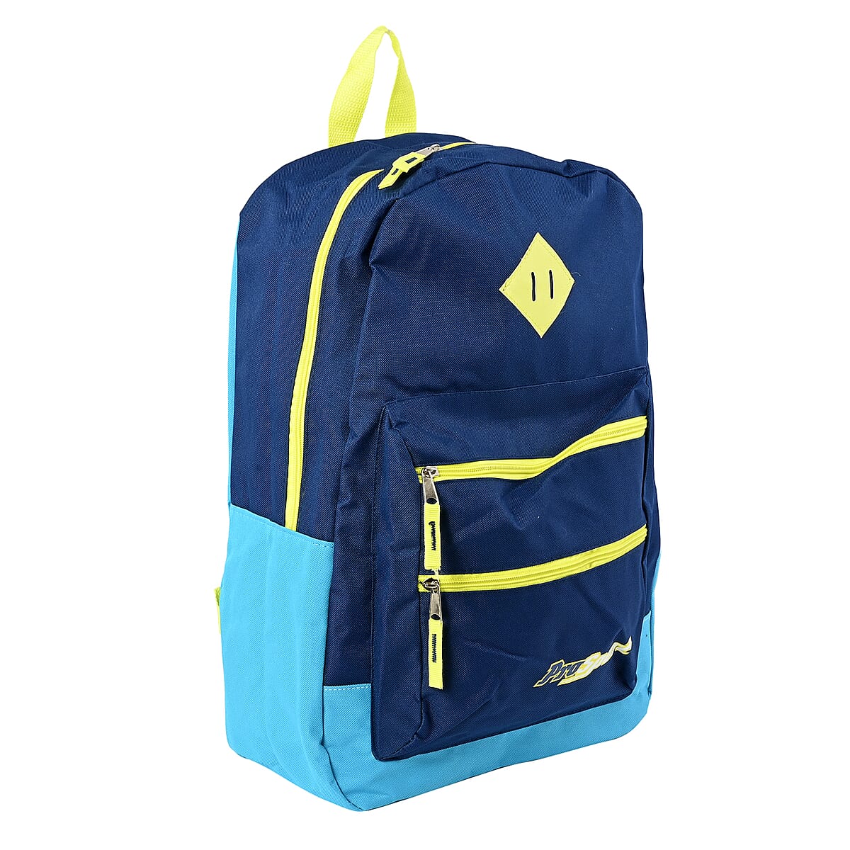 Navy and Sky Blue Double Front Pocket Heavy Duty Backpack image number 1