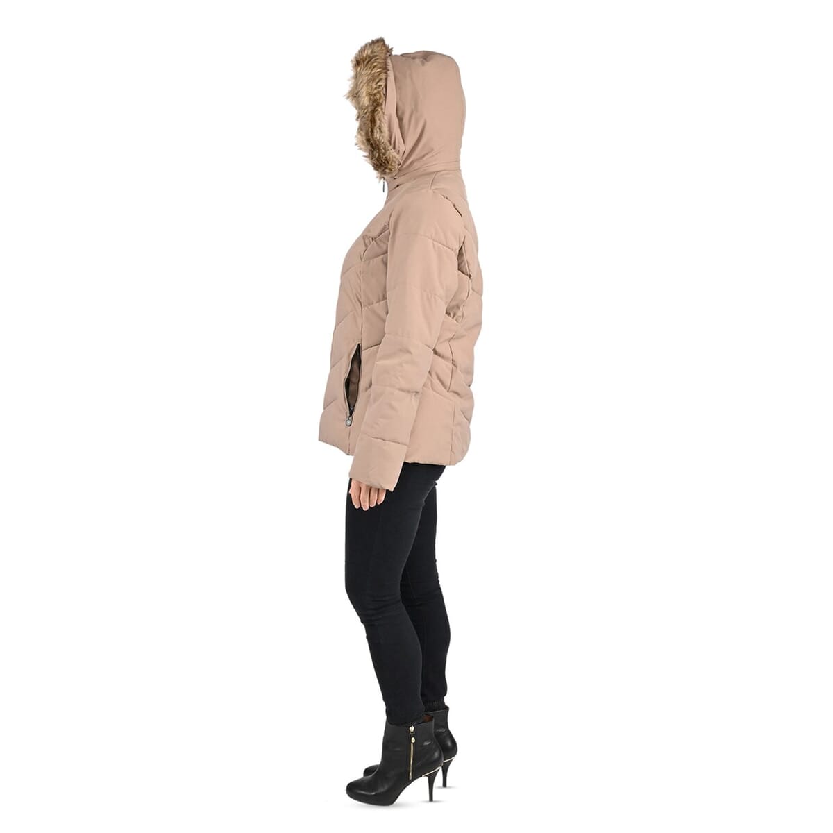 FTX Coffee Vegan Short Hooded Down Puffer Jacket for Women - (M) image number 2