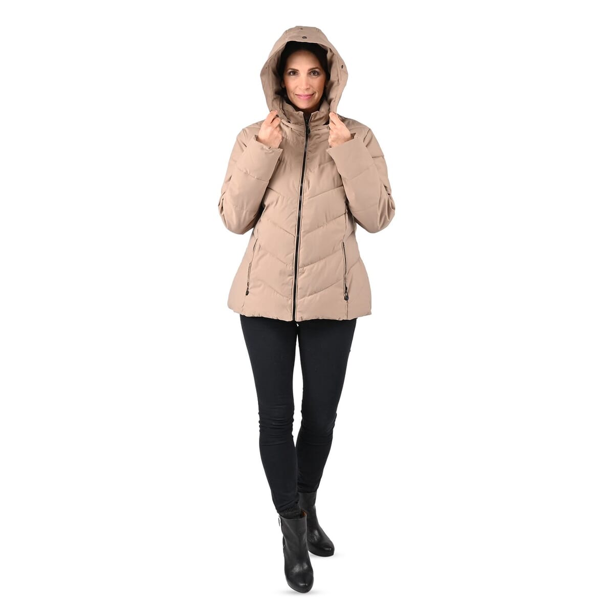 FTX Coffee Vegan Short Hooded Down Puffer Jacket for Women - (M) image number 5