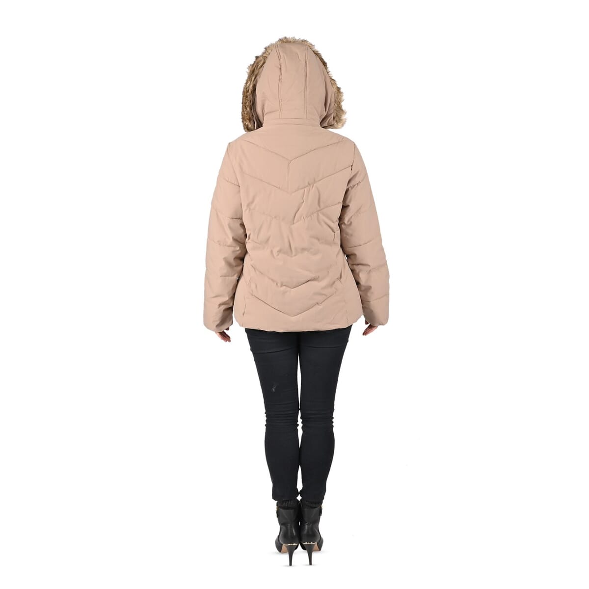 FTX Coffee Vegan Short Hooded Down Puffer Jacket for Women - (S) image number 1