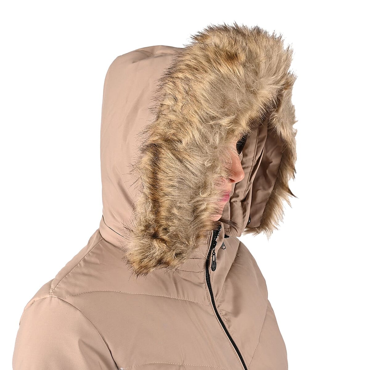 FTX Coffee Vegan Short Hooded Down Puffer Jacket for Women - (XL) image number 6