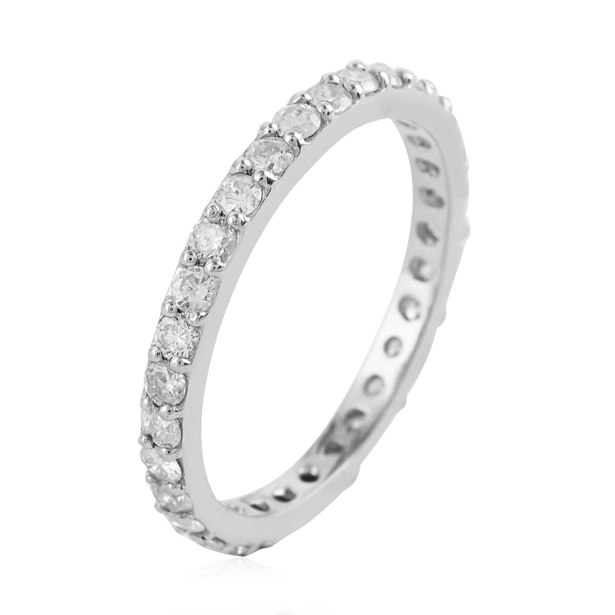 14K White Gold H SI Diamond Eternity Band Ring (Size 8.0) 1.00 ctw image number 2