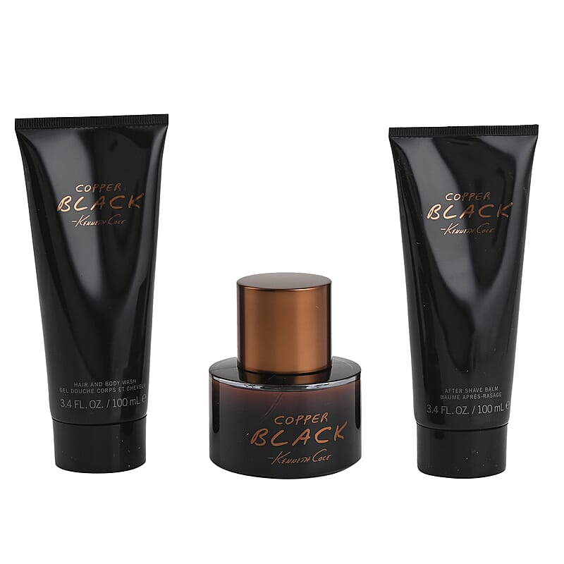 Kenneth Cole Copper Black 3 Pieces Men's Gift Set (EDT spray, After Shave Balm, Hair and Body Wash) , Accessory Set , Eau De Toilette , Men's Accessories