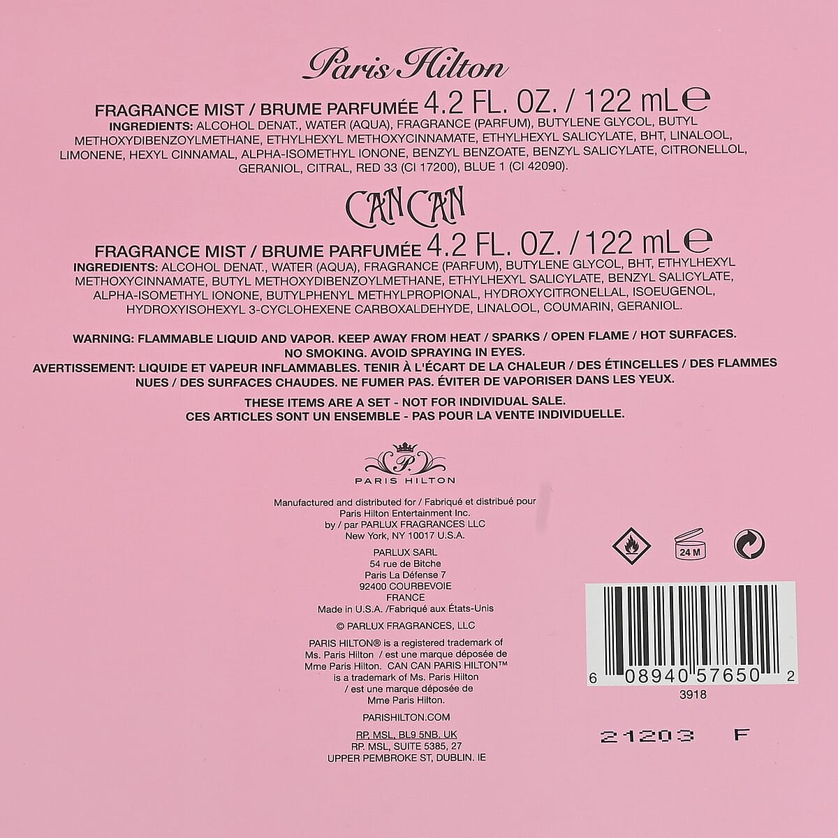 PARIS HILTON Woman's Body Spray 2PC Gift Set (Paris Hilton W B/S 4.2, PH Can Can W B/S 4.2) image number 4