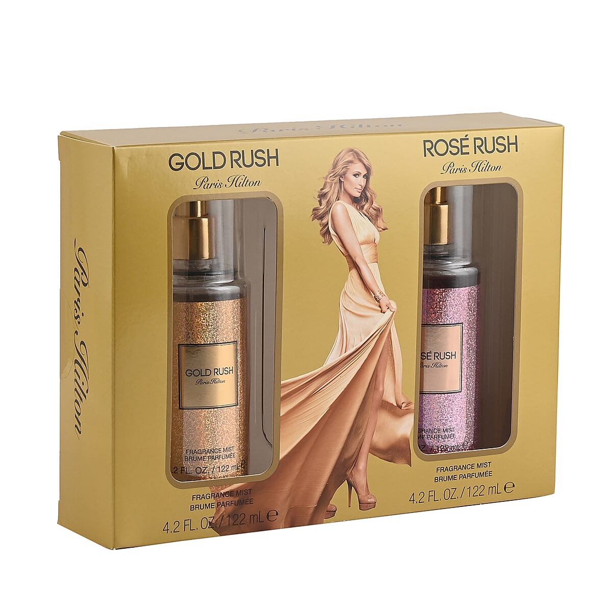 PARIS HILTON Gold Rush & Rose Rush Woman's 2pc Body Spray Gift Set (PH Gold Rush W B/S 4.2, PH Rose Rush B/S 4.2) image number 2