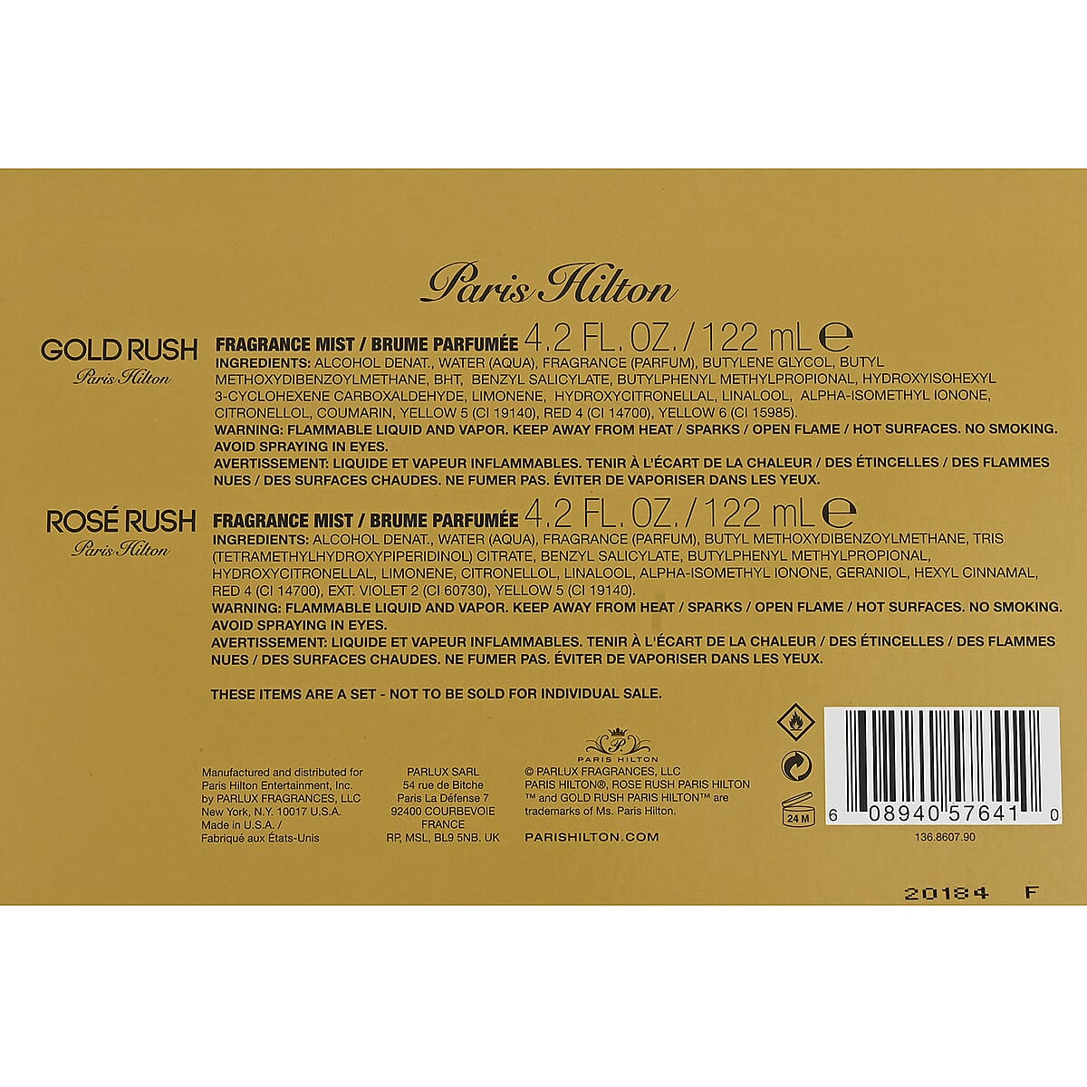 PARIS HILTON Gold Rush & Rose Rush Woman's 2pc Body Spray Gift Set (PH Gold Rush W B/S 4.2, PH Rose Rush B/S 4.2) image number 3