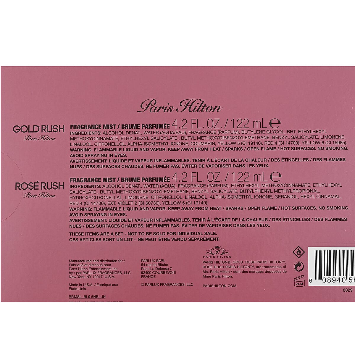 PARIS HILTON ROSE RUSH 2pc Woman's Body Spray Gift Set (1PC EA: Gold Rush; Rose Rush) image number 3