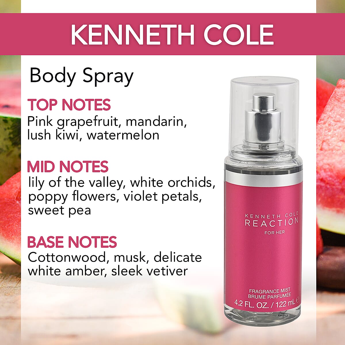 KENNETH COLE Woman's 2pc Body Spray Gift Set (KC Reaction W B/Spray 4.2, KC White W B/Spray 4.2) image number 2