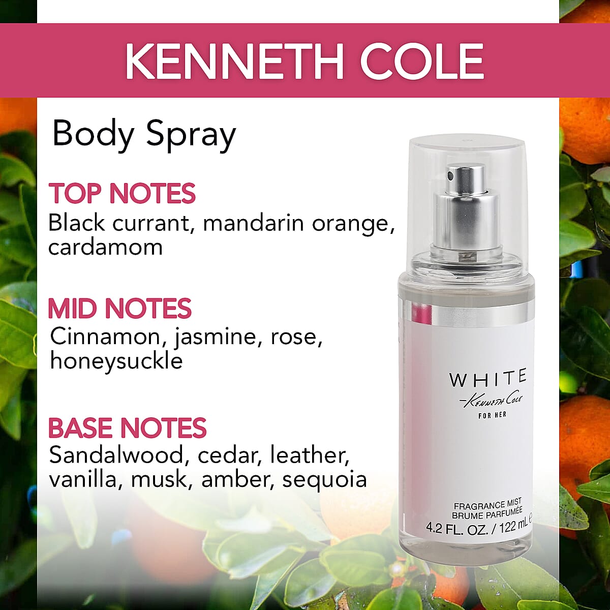 KENNETH COLE Woman's 2pc Body Spray Gift Set (KC Reaction W B/Spray 4.2, KC White W B/Spray 4.2) image number 3