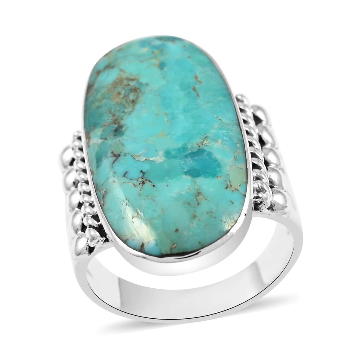 SANTA FE Style Kingman Turquoise Statement Ring in Sterling Silver (Size 11.0) 6.50 ctw image number 0