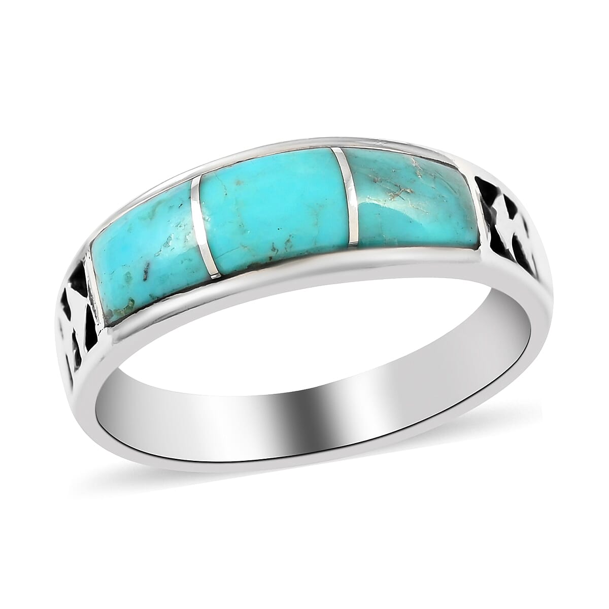 Buy SANTA FE Style Kingman Turquoise Ring in Sterling Silver 4.50 ctw ...