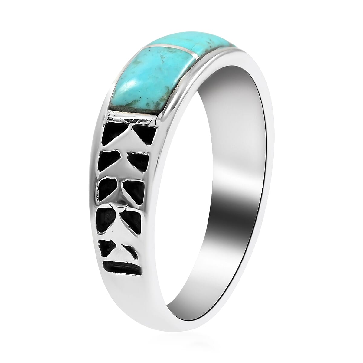 Buy SANTA FE Style Kingman Turquoise Ring in Sterling Silver 4.50 ctw ...
