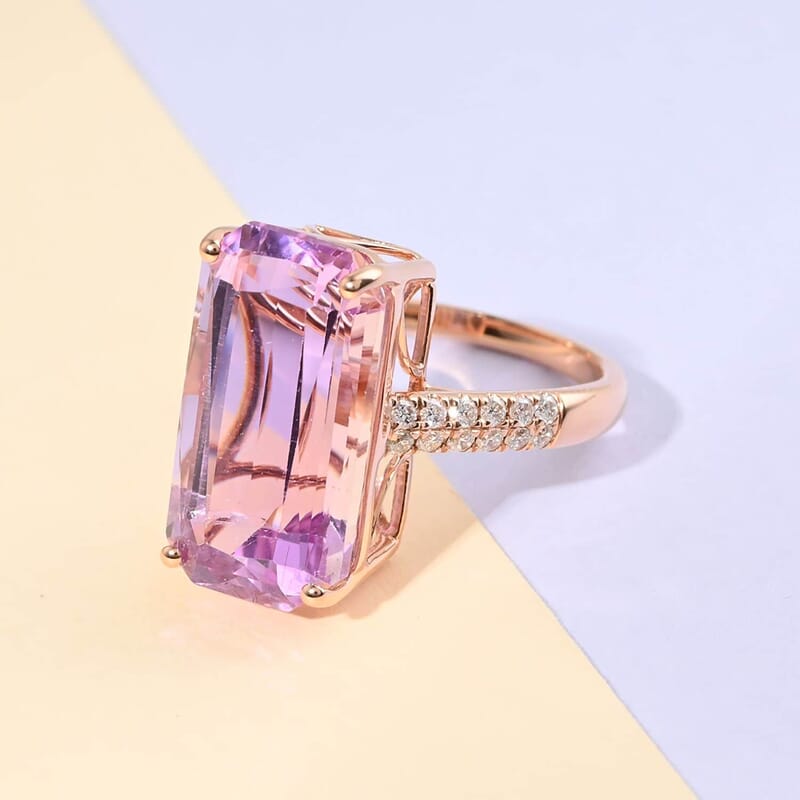 Iliana AAA Patroke Kunzite and G-H SI Diamond 12.00 ctw Ring in 18K Rose Gold (Size 7.0)