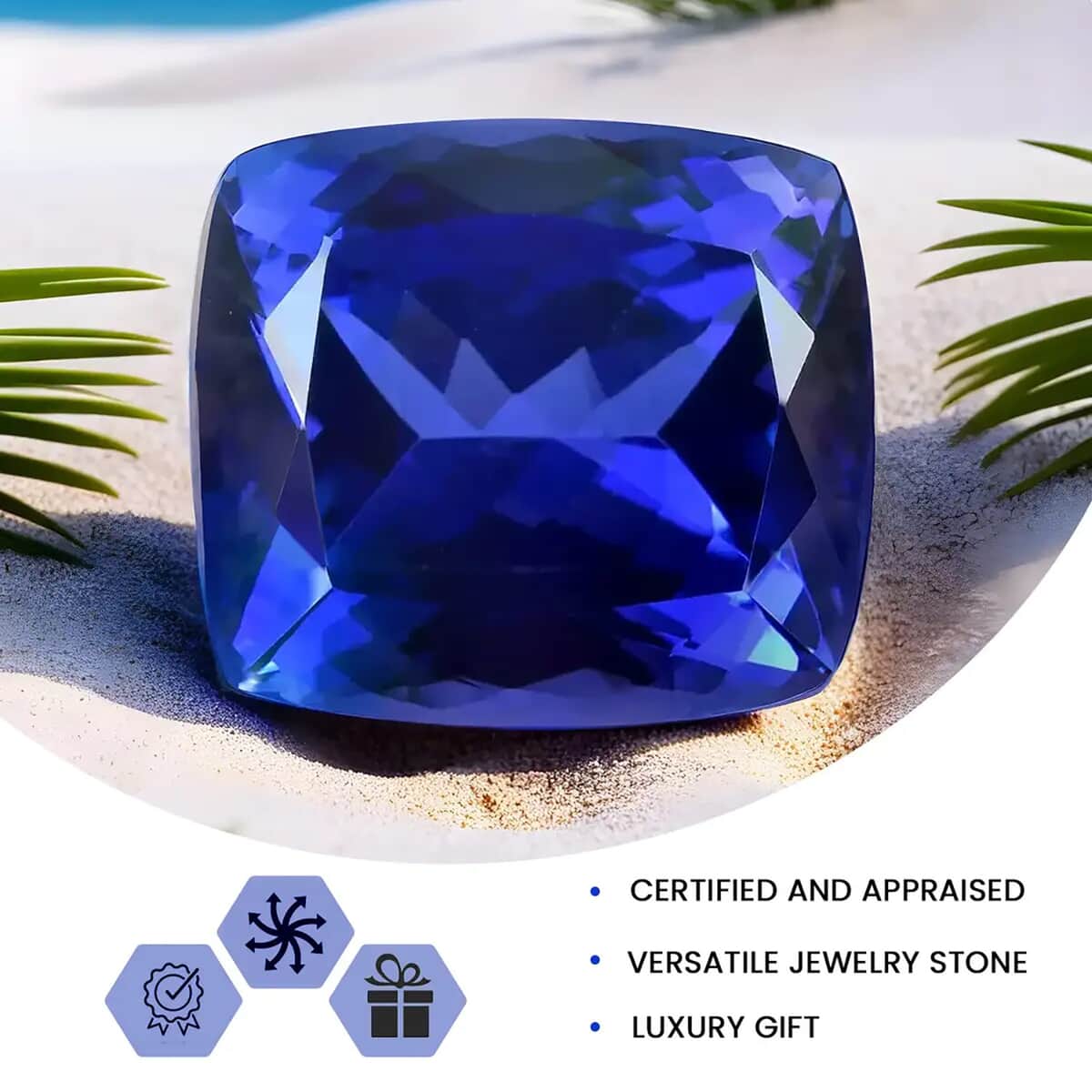 Certified and Appraised Flawless AAAA VIVID Tanzanite, Loose Gemstone For Ring Pendant, Loose Tanzanite For Jewelry Making  (Cush 7x7 mm) 1.50 ctw image number 3