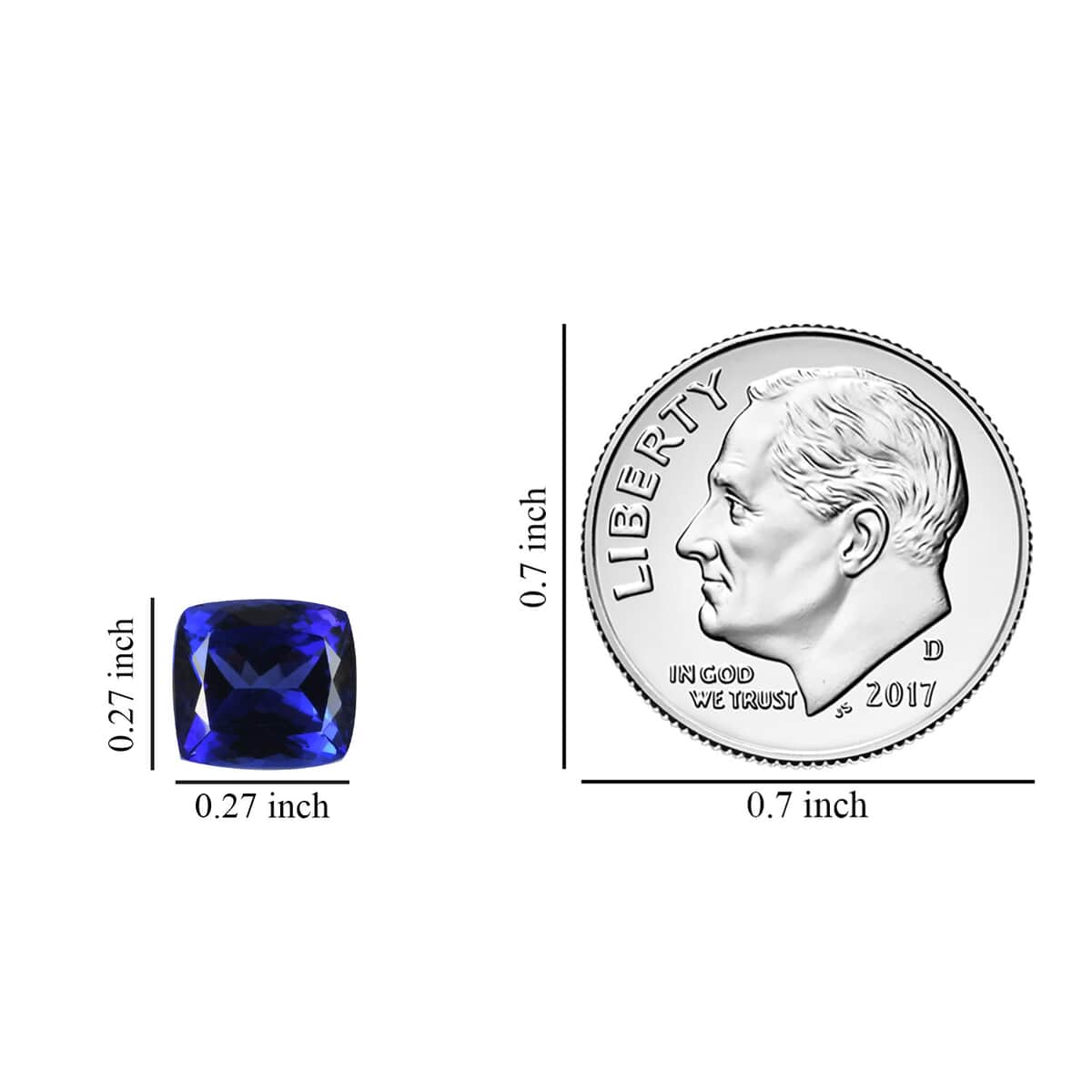 Certified and Appraised Flawless AAAA VIVID Tanzanite, Loose Gemstone For Ring Pendant, Loose Tanzanite For Jewelry Making  (Cush 7x7 mm) 1.50 ctw image number 5