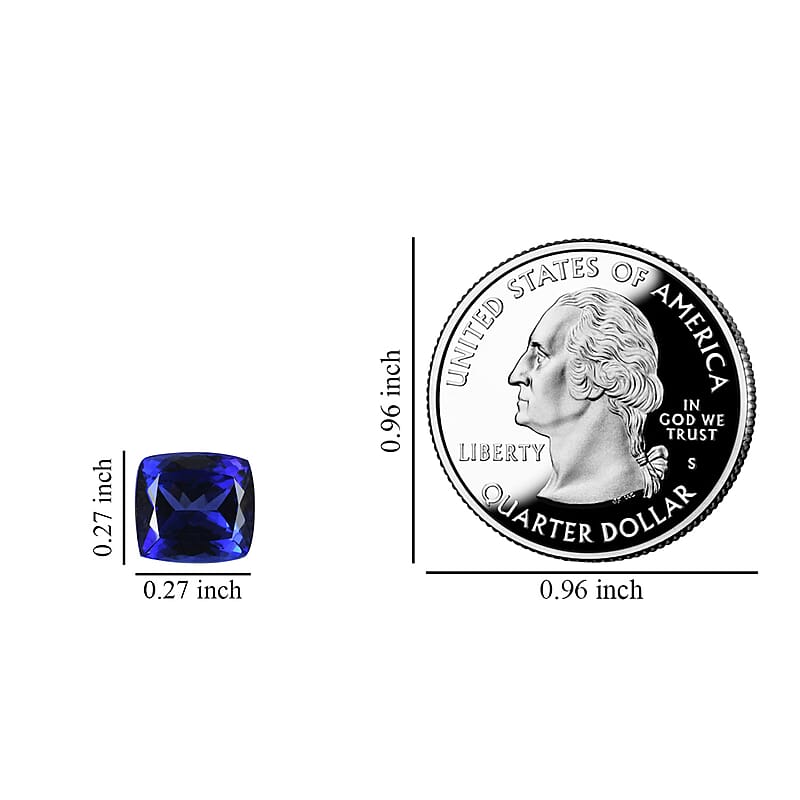 Certified and Appraised Flawless AAAA VIVID Tanzanite, Loose Gemstone For Ring Pendant, Loose Tanzanite For Jewelry Making  (Cush 7x7 mm) 1.50 ctw