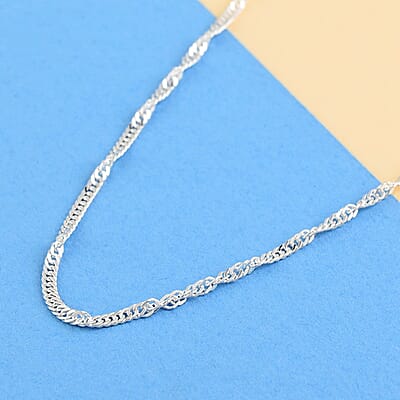 Italian Sterling Silver Adjustable Bolo Singapore Chain Necklace 2mm 2.90 Grams