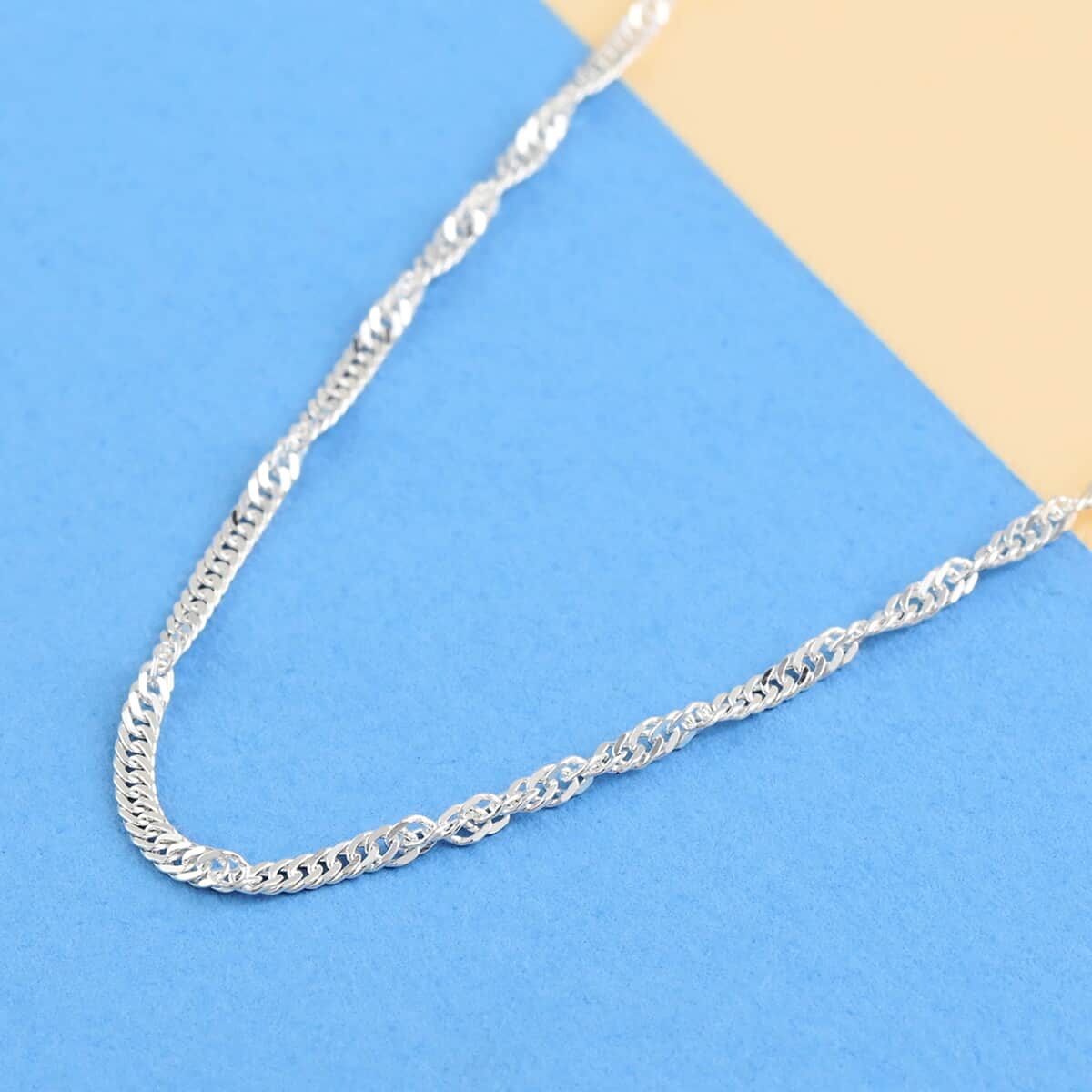 Italian Sterling Silver 2mm Adjustable Bolo Singapore Chain 2.90 Grams image number 1