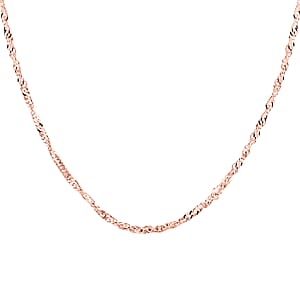 Italian 14K Rose Gold Plated Sterling Silver Adjustable Bolo Singapore Chain 2mm 2.90 Grams