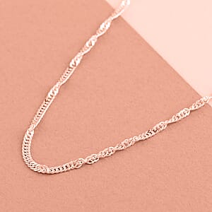 Italian 14K Rose Gold Plated Sterling Silver Adjustable Bolo Singapore Chain 2mm 2.90 Grams