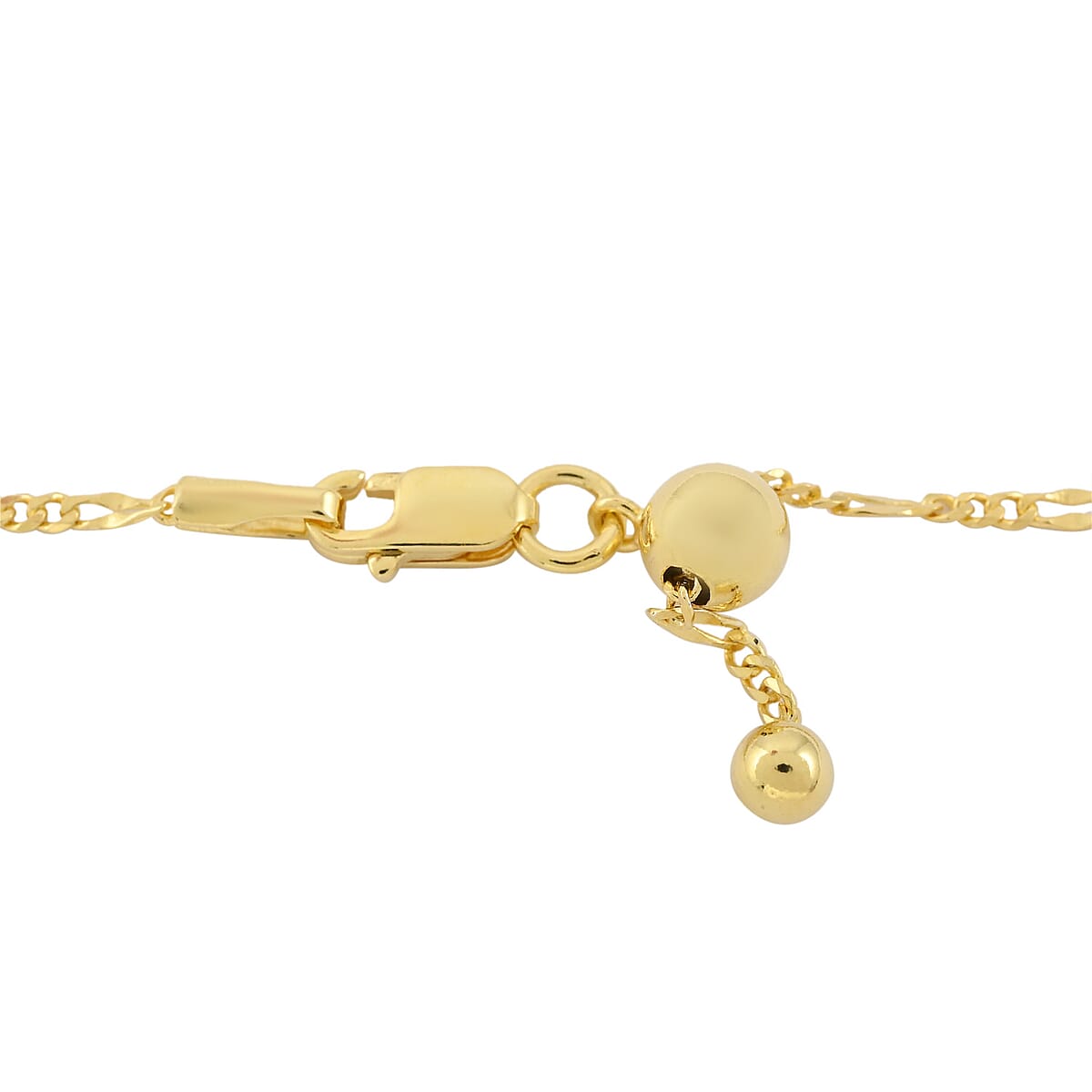 Italian 14K Yellow Gold Over Sterling Silver 2mm Adjustable Bolo Figaro Chain 2.90 Grams image number 3