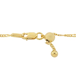 Italian 14K Yellow Gold Over Sterling Silver 2mm Adjustable Bolo Figaro Chain 2.90 Grams