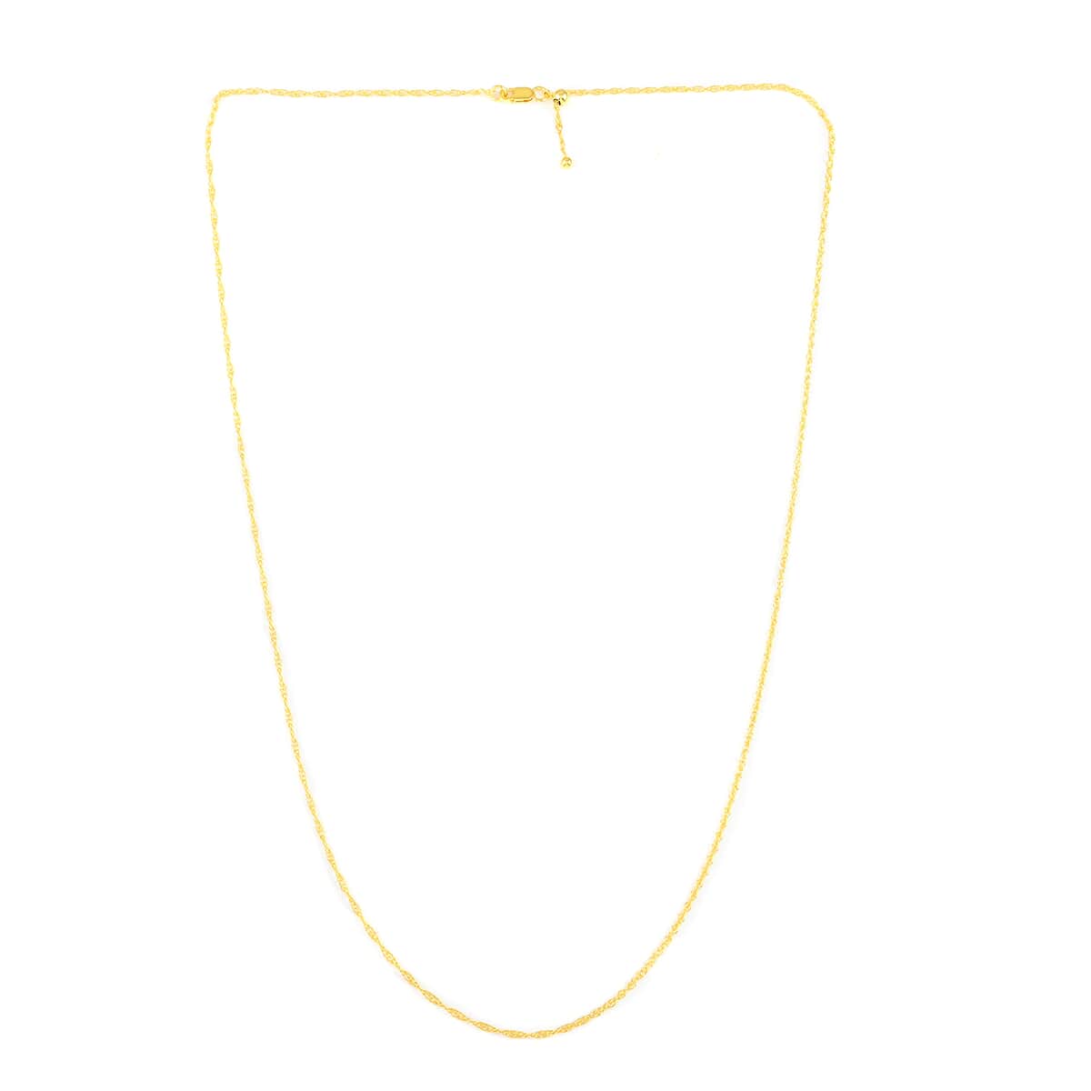 Italian 14K Yellow Gold Over Sterling Silver 1.5mm Adjustable Bolo Fancy Rope Chain 2.90 Grams image number 2