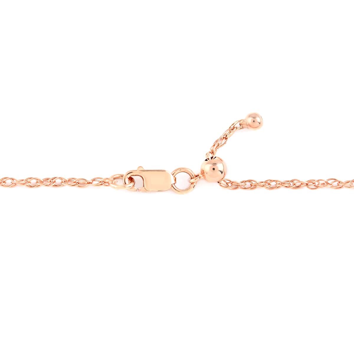 Italian 14K Rose Gold Over Sterling Silver 1.5mm Adjustable Bolo Fancy Rope Chain 2.90 Grams image number 2