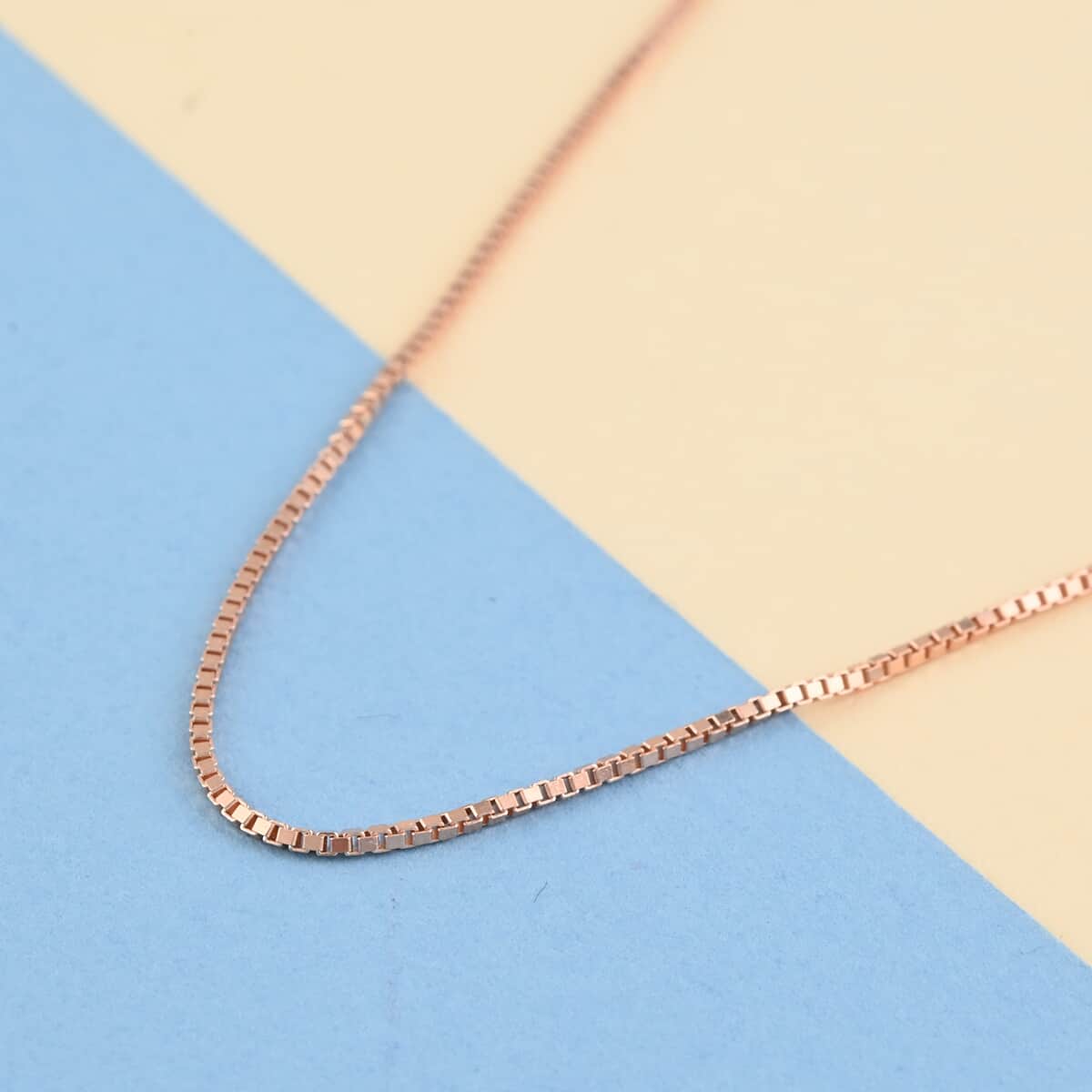 Italian 14K Rose Gold Over Sterling Silver 1mm Adjustable Bolo Box Chain 3.10 Grams image number 1