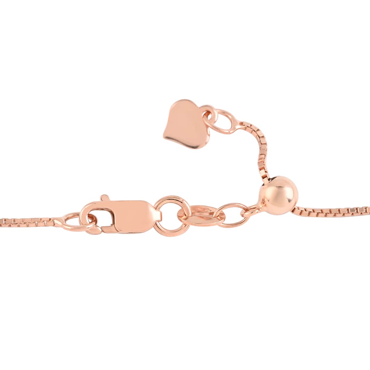 Italian 14K Rose Gold Over Sterling Silver 1mm Adjustable Bolo Box Chain 3.10 Grams image number 2