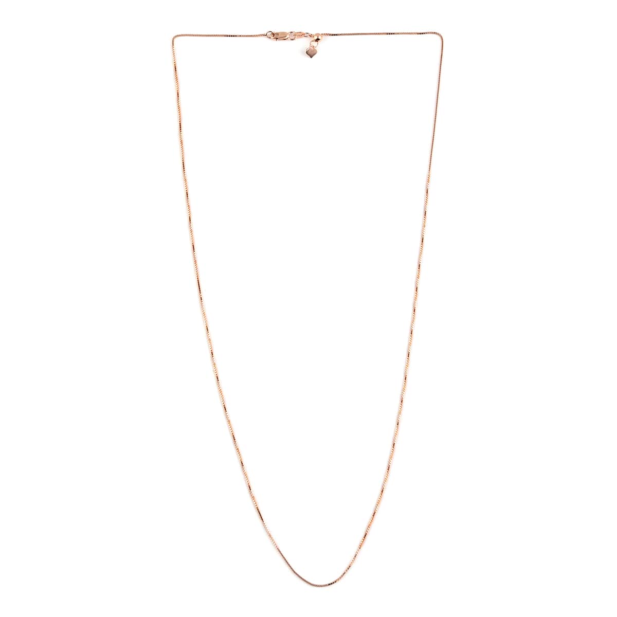 Italian 14K Rose Gold Over Sterling Silver 1mm Adjustable Bolo Box Chain 3.10 Grams image number 3