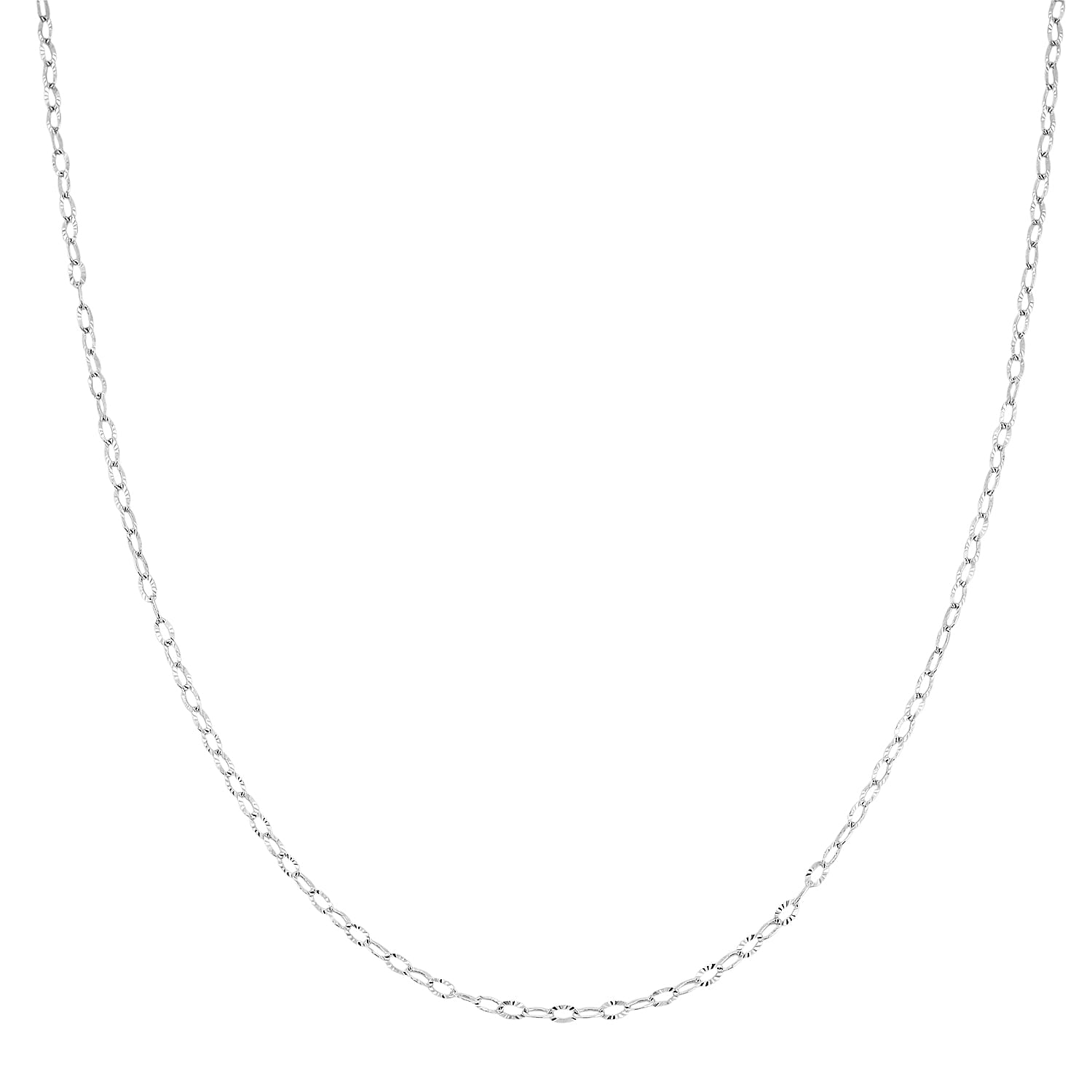 Italian Rhodium Over Sterling Silver 2mm Oval Rolo Chain 20 Inches 2.10 Grams