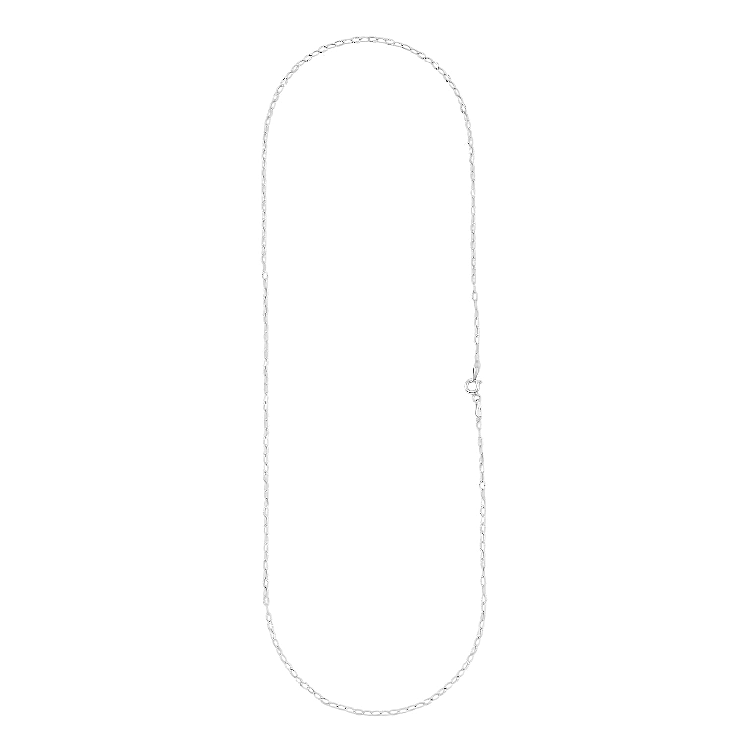 Italian Rhodium Over Sterling Silver 2mm Oval Rolo Chain 20 Inches 2.10 Grams