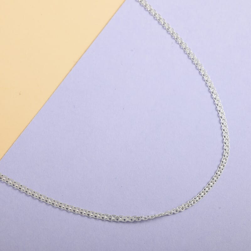 Italian Sterling Silver 2mm Bismark Necklace 24 Inches 4.20 Grams
