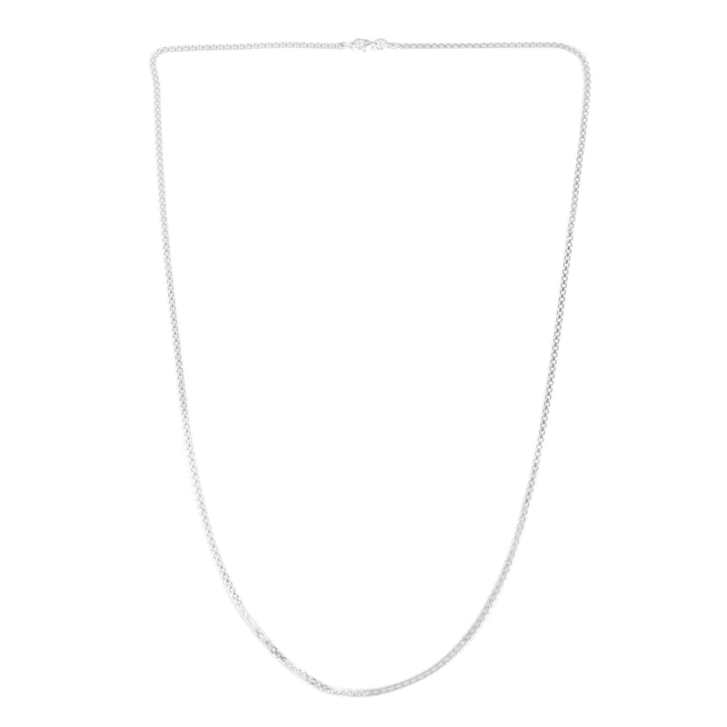 Italian Sterling Silver 2mm Bismark Necklace 24 Inches 4.20 Grams