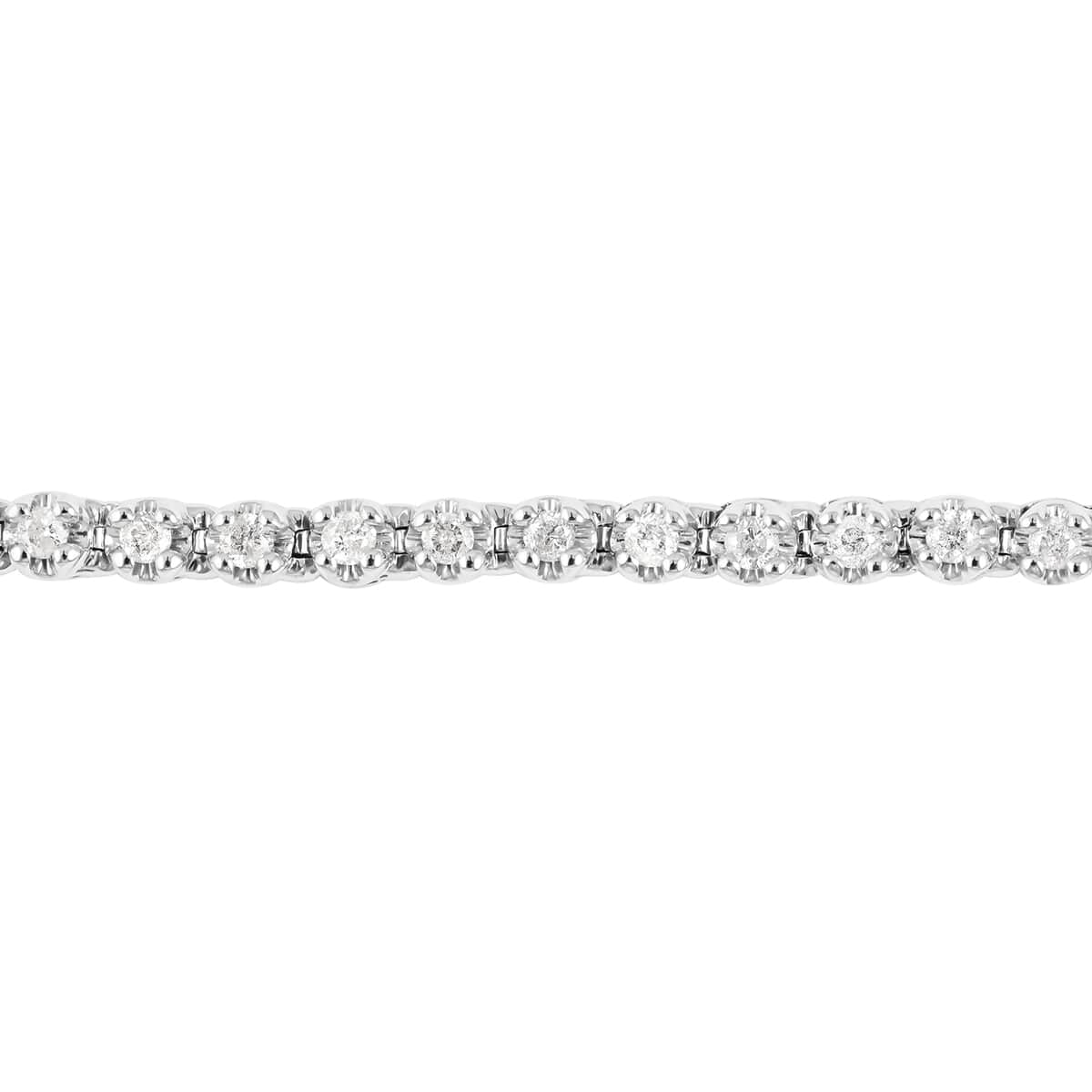 NY CLOSEOUT 10K White Gold G-H I2 Diamond Tennis Bracelet (7.00 In) 8 Grams 1.00 ctw image number 2